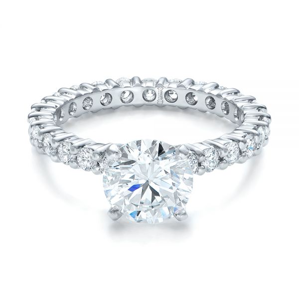 18k White Gold Custom Diamond Eternity Engagement Ring - Flat View -  102170