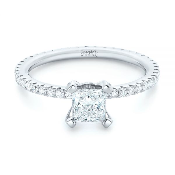 18k White Gold 18k White Gold Custom Diamond Eternity Engagement Ring - Flat View -  102919