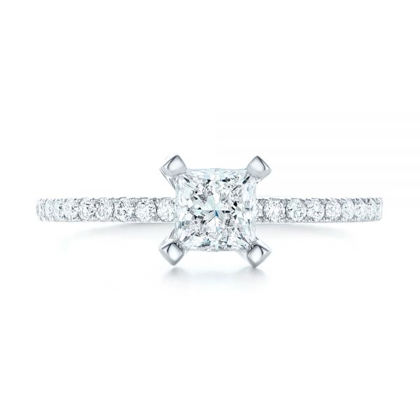 18k White Gold 18k White Gold Custom Diamond Eternity Engagement Ring - Top View -  102919