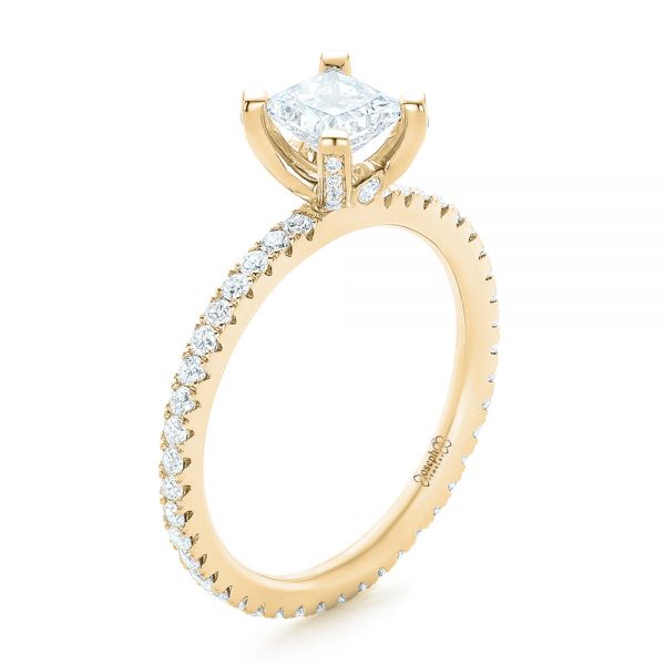 18k Yellow Gold 18k Yellow Gold Custom Diamond Eternity Engagement Ring - Three-Quarter View -  102919