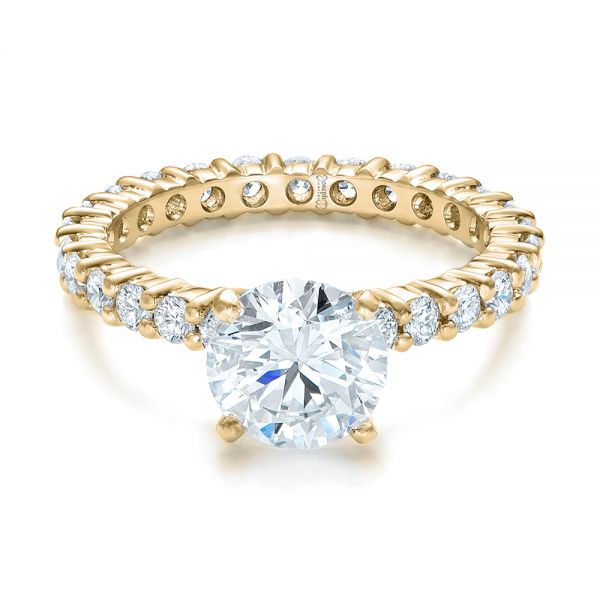 18k Yellow Gold 18k Yellow Gold Custom Diamond Eternity Engagement Ring - Flat View -  102170