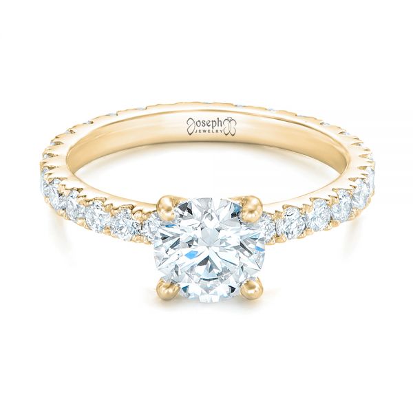 18k Yellow Gold 18k Yellow Gold Custom Diamond Eternity Engagement Ring - Flat View - 102440