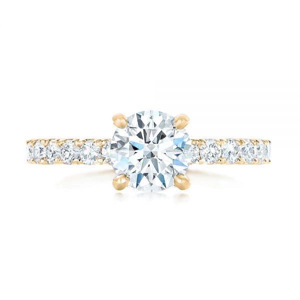 18k Yellow Gold 18k Yellow Gold Custom Diamond Eternity Engagement Ring - Top View - 102440