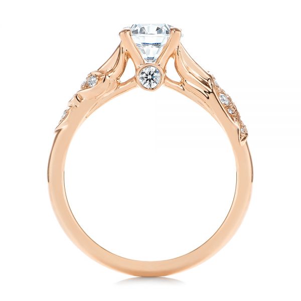 14k Rose Gold 14k Rose Gold Custom Diamond Floral Engagement Ring - Front View -  105821