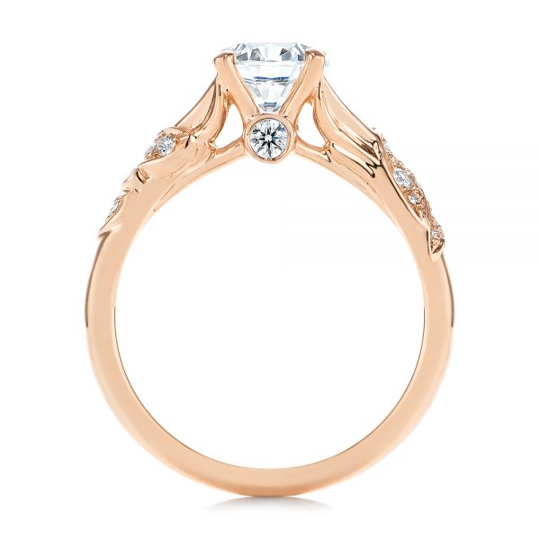 14k Rose Gold 14k Rose Gold Custom Diamond Floral Engagement Ring - Front View - 105821
