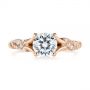 14k Rose Gold 14k Rose Gold Custom Diamond Floral Engagement Ring - Top View -  105821 - Thumbnail
