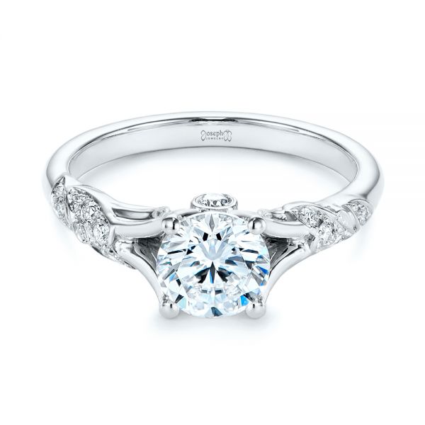  Platinum Platinum Custom Diamond Floral Engagement Ring - Flat View -  105821