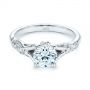 14k White Gold 14k White Gold Custom Diamond Floral Engagement Ring - Flat View -  105821 - Thumbnail