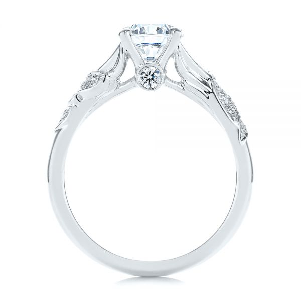 18k White Gold 18k White Gold Custom Diamond Floral Engagement Ring - Front View -  105821