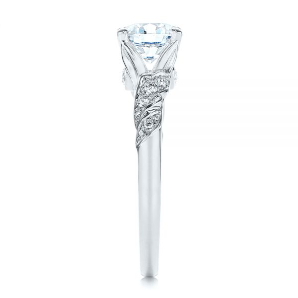  Platinum Platinum Custom Diamond Floral Engagement Ring - Side View -  105821