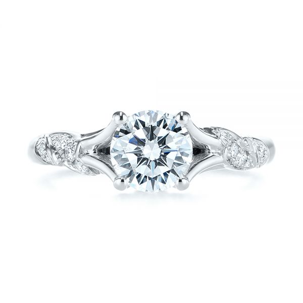  Platinum Platinum Custom Diamond Floral Engagement Ring - Top View -  105821