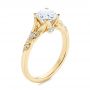 18k Yellow Gold Custom Diamond Floral Engagement Ring - Three-Quarter View -  105821 - Thumbnail