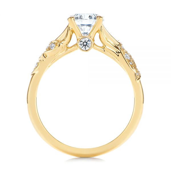 14k Yellow Gold 14k Yellow Gold Custom Diamond Floral Engagement Ring - Front View -  105821