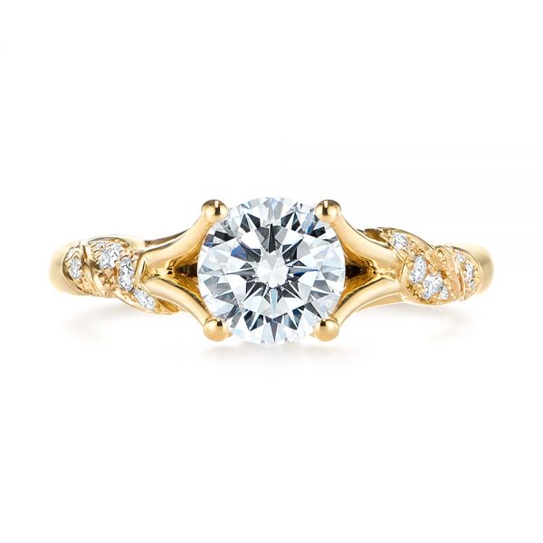 14k Yellow Gold 14k Yellow Gold Custom Diamond Floral Engagement Ring - Top View -  105821