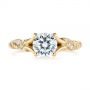 18k Yellow Gold Custom Diamond Floral Engagement Ring - Top View -  105821 - Thumbnail