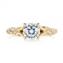 14k Yellow Gold 14k Yellow Gold Custom Diamond Floral Engagement Ring - Top View -  105821 - Thumbnail