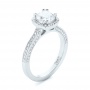 18k White Gold 18k White Gold Custom Diamond Halo Engagement Ring - Three-Quarter View -  103535 - Thumbnail