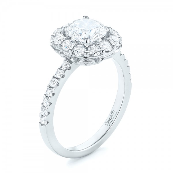 Custom Diamond Halo Engagement Ring - Image