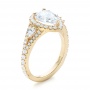 14k Yellow Gold Custom Diamond Halo Engagement Ring - Three-Quarter View -  103632 - Thumbnail