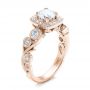 14k Rose Gold 14k Rose Gold Custom Diamond Halo Engagement Ring - Three-Quarter View -  102021 - Thumbnail