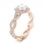 18k Rose Gold 18k Rose Gold Custom Diamond Halo Engagement Ring - Three-Quarter View -  102119 - Thumbnail