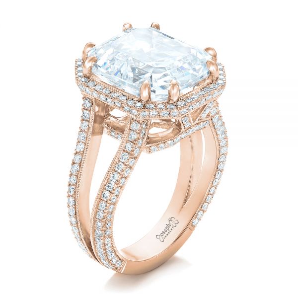 14k Rose Gold 14k Rose Gold Custom Diamond Halo Engagement Ring - Three-Quarter View -  102368