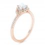 18k Rose Gold 18k Rose Gold Custom Diamond Halo Engagement Ring - Three-Quarter View -  102420 - Thumbnail