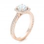 18k Rose Gold 18k Rose Gold Custom Diamond Halo Engagement Ring - Three-Quarter View -  102422 - Thumbnail