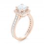 18k Rose Gold 18k Rose Gold Custom Diamond Halo Engagement Ring - Three-Quarter View -  102882 - Thumbnail
