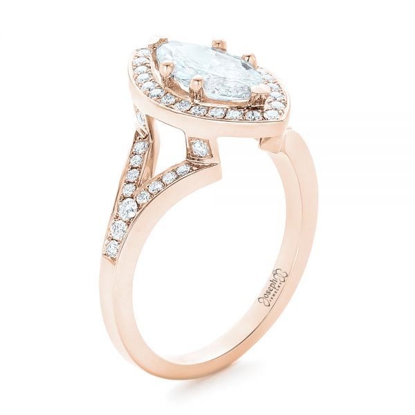 14k Rose Gold 14k Rose Gold Custom Diamond Halo Engagement Ring - Three-Quarter View -  102910