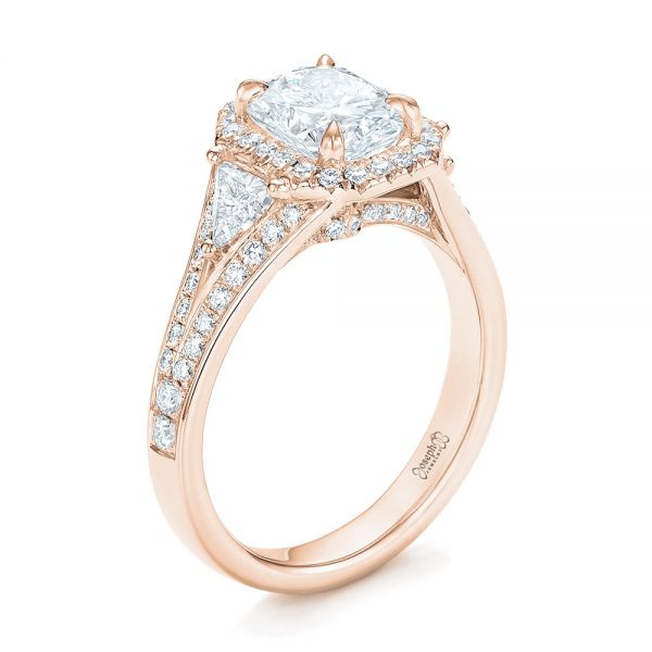 14k Rose Gold 14k Rose Gold Custom Diamond Halo Engagement Ring - Three-Quarter View -  103157