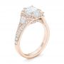 14k Rose Gold 14k Rose Gold Custom Diamond Halo Engagement Ring - Three-Quarter View -  103157 - Thumbnail
