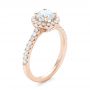 18k Rose Gold 18k Rose Gold Custom Diamond Halo Engagement Ring - Three-Quarter View -  103268 - Thumbnail