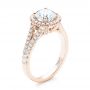 18k Rose Gold 18k Rose Gold Custom Diamond Halo Engagement Ring - Three-Quarter View -  103427 - Thumbnail