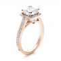 18k Rose Gold 18k Rose Gold Custom Diamond Halo Engagement Ring - Three-Quarter View -  1435 - Thumbnail