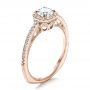 18k Rose Gold 18k Rose Gold Custom Diamond Halo Engagement Ring - Three-Quarter View -  1448 - Thumbnail