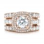 18k Rose Gold 18k Rose Gold Custom Diamond Halo Engagement Ring - Three-Quarter View -  103139 - Thumbnail