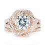 14k Rose Gold 14k Rose Gold Custom Diamond Halo Engagement Ring - Three-Quarter View -  103325 - Thumbnail