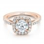 14k Rose Gold 14k Rose Gold Custom Diamond Halo Engagement Ring - Flat View -  100629 - Thumbnail