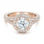 18k Rose Gold 18k Rose Gold Custom Diamond Halo Engagement Ring - Flat View -  100644 - Thumbnail