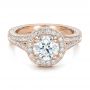 18k Rose Gold 18k Rose Gold Custom Diamond Halo Engagement Ring - Flat View -  100644 - Thumbnail