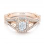 14k Rose Gold 14k Rose Gold Custom Diamond Halo Engagement Ring - Flat View -  100651 - Thumbnail