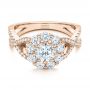 18k Rose Gold 18k Rose Gold Custom Diamond Halo Engagement Ring - Flat View -  100874 - Thumbnail