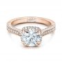 14k Rose Gold 14k Rose Gold Custom Diamond Halo Engagement Ring - Flat View -  101183 - Thumbnail