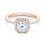 14k Rose Gold 14k Rose Gold Custom Diamond Halo Engagement Ring - Flat View -  101224 - Thumbnail