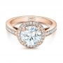 14k Rose Gold 14k Rose Gold Custom Diamond Halo Engagement Ring - Flat View -  101726 - Thumbnail