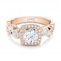 14k Rose Gold 14k Rose Gold Custom Diamond Halo Engagement Ring - Flat View -  102021 - Thumbnail