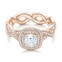 14k Rose Gold 14k Rose Gold Custom Diamond Halo Engagement Ring - Flat View -  102119 - Thumbnail