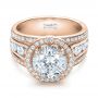 14k Rose Gold 14k Rose Gold Custom Diamond Halo Engagement Ring - Flat View -  102158 - Thumbnail