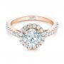 18k Rose Gold 18k Rose Gold Custom Diamond Halo Engagement Ring - Flat View -  102260 - Thumbnail